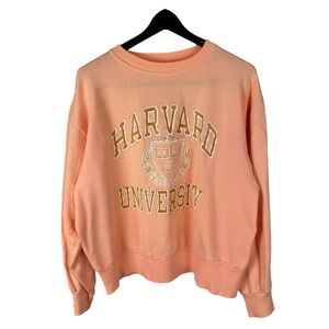 Vintage 1980s Harvard University College Orange Pullover Sweatshirt Size L